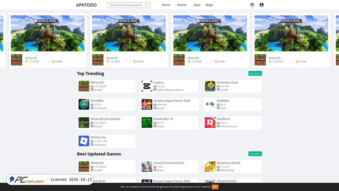 Captura de ecrã de apktodo.net