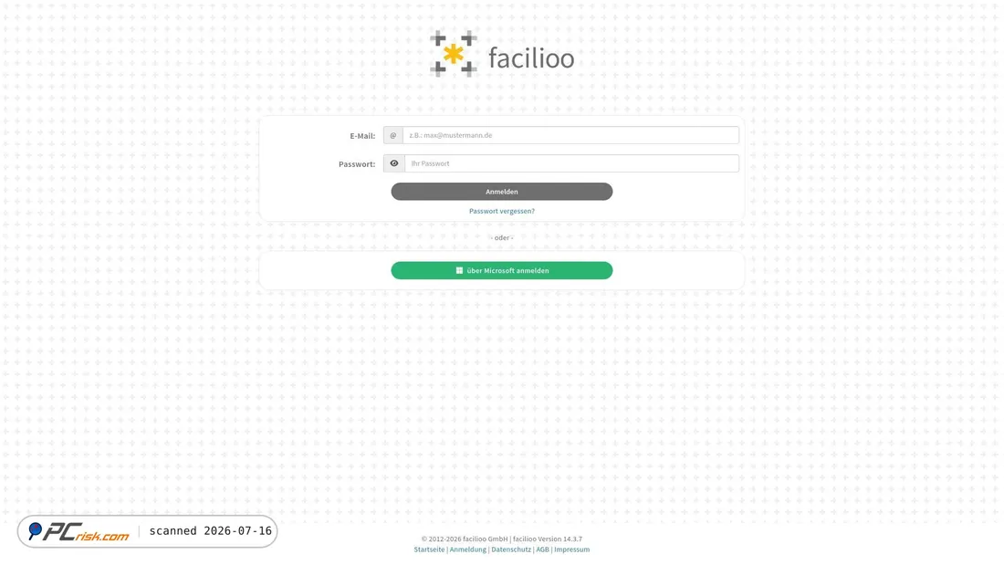 Screenshot of app.facilioo.de