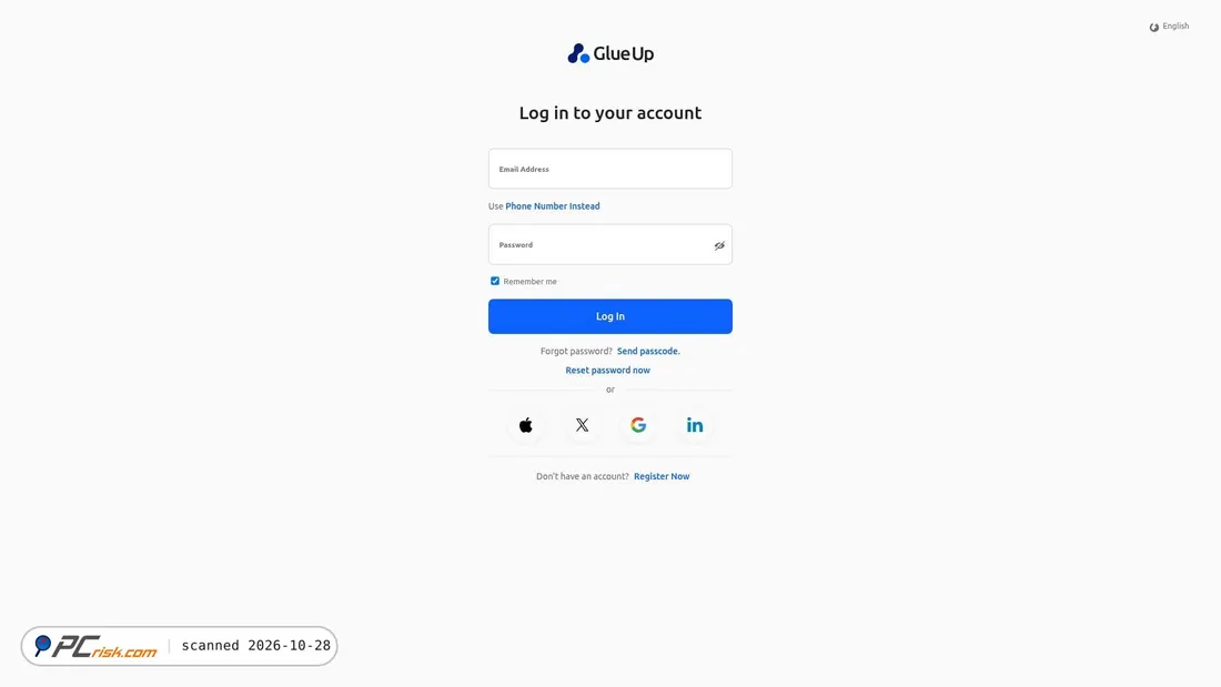 Zrzut ekranu app.glueup.com