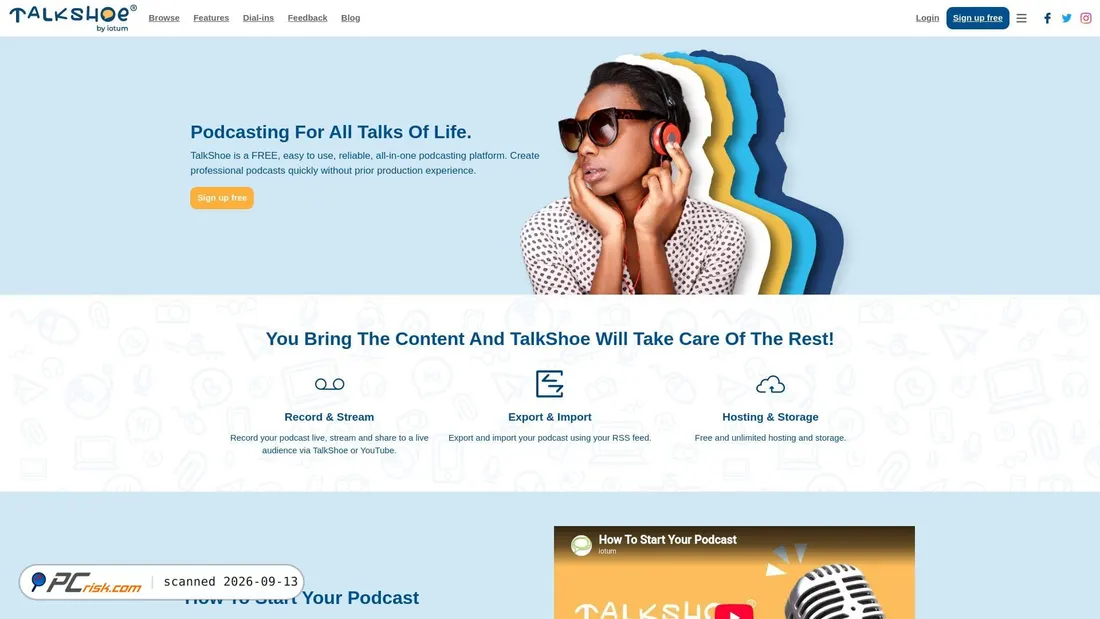 Zrzut ekranu app.talkshoe.com