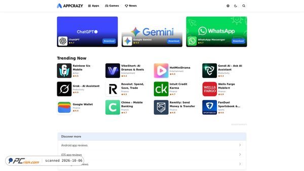 Zrzut ekranu appcrazy.com