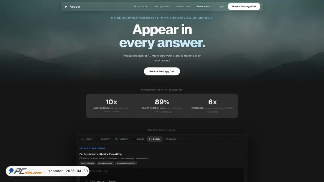 Screenshot von appearstrategy.com