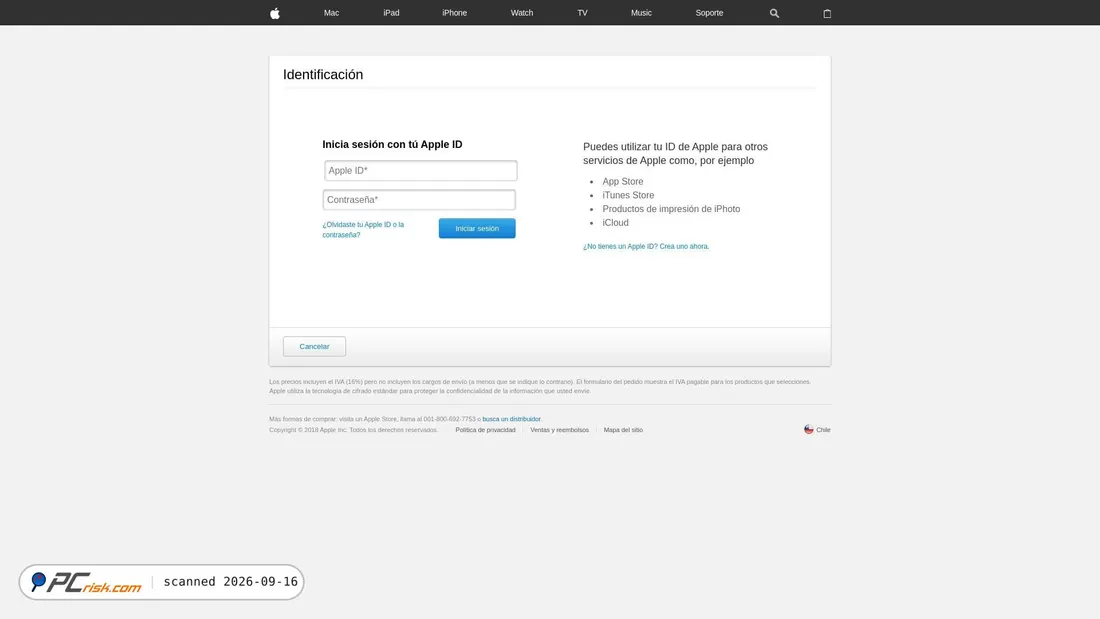 Screenshot of apple-icloud.azurewebsites.net