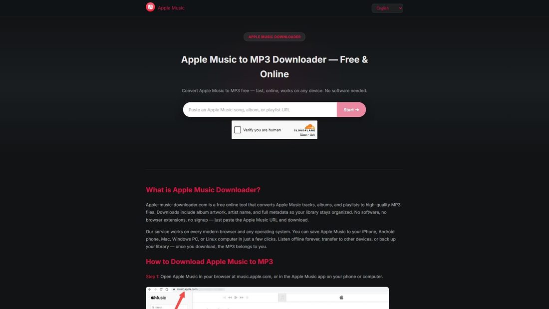 Screenshot von apple-music-downloader.com