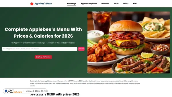 applebeesmenuss.com screenshot