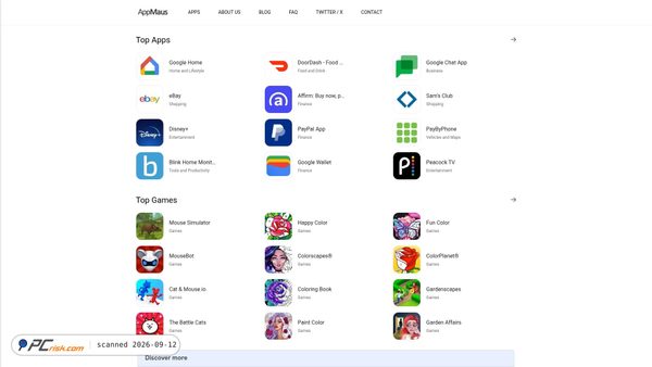 Screenshot di appmaus.com