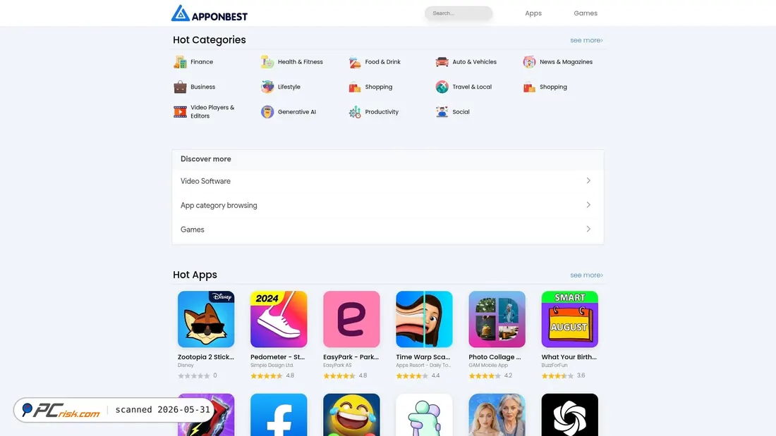 Screenshot of apponbest.com