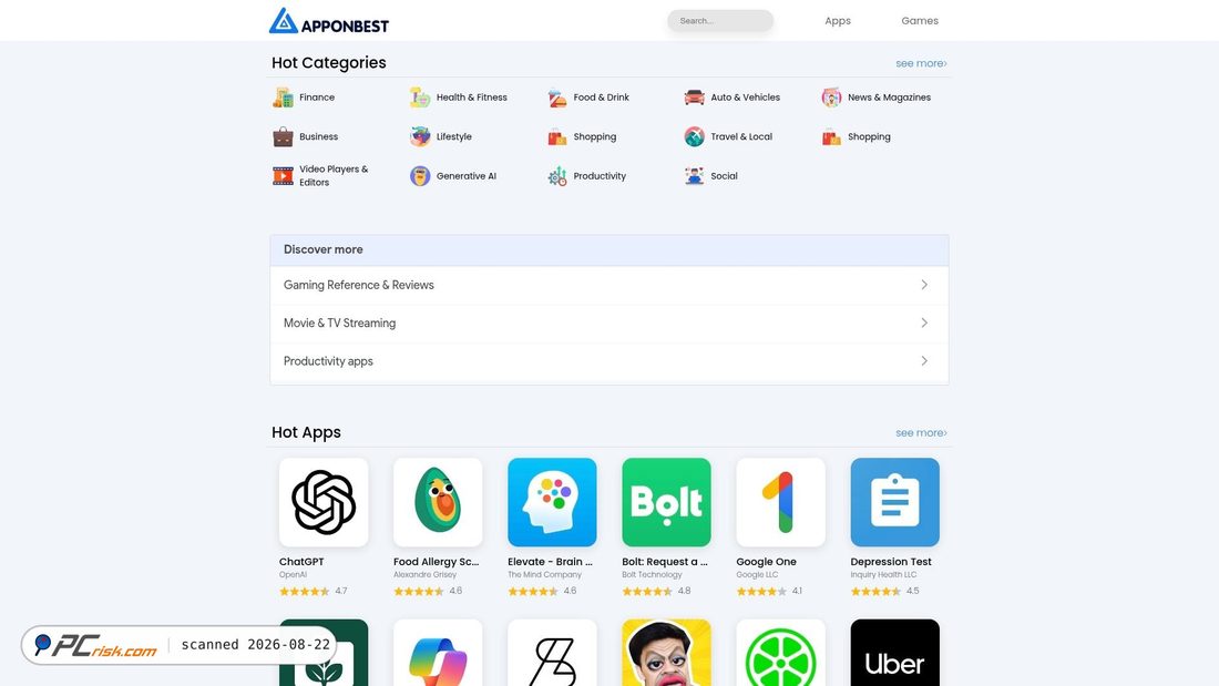 Captura de pantalla de apponbest.com