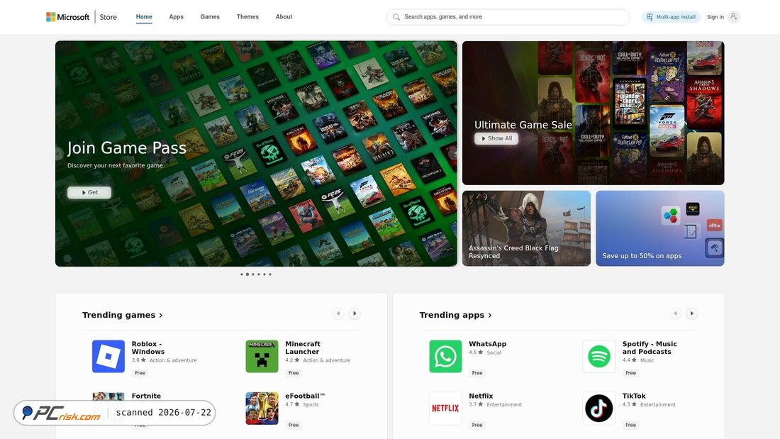 Screenshot of apps.microsoft.com