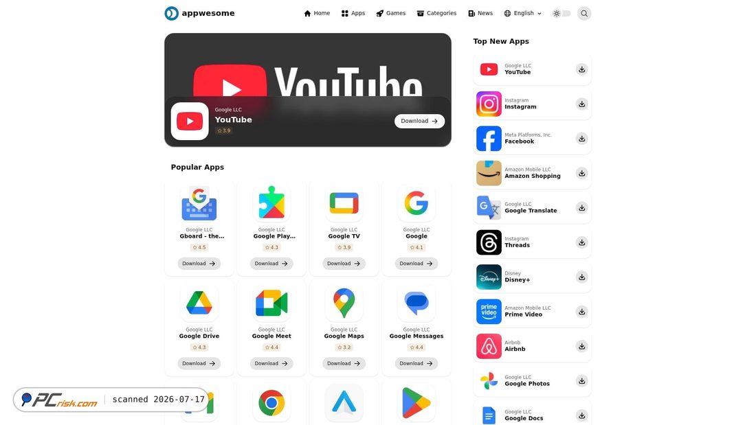 Screenshot von appwesome.com