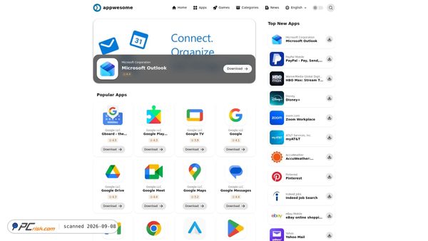 Screenshot van appwesome.com