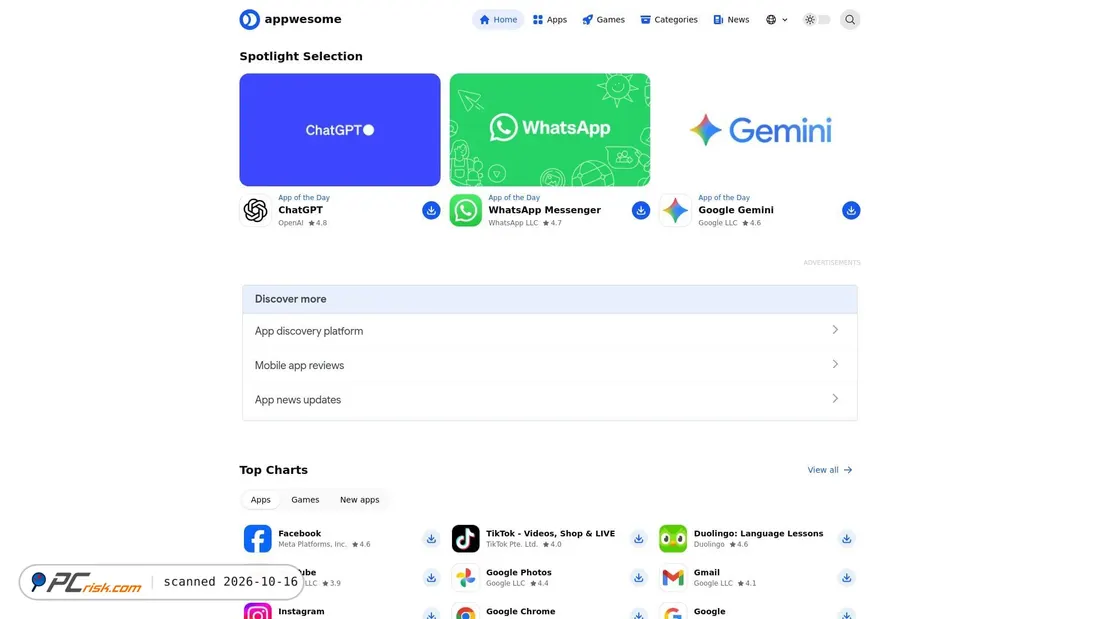 Ist appwesome.com sicher? Sicherheits-Scan-Bericht | PCrisk