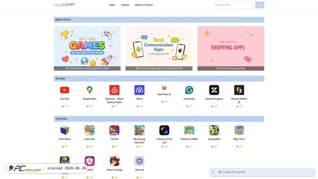Zrzut ekranu appwr.com