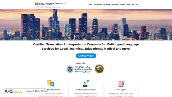arabiclanguageservice.com screenshot