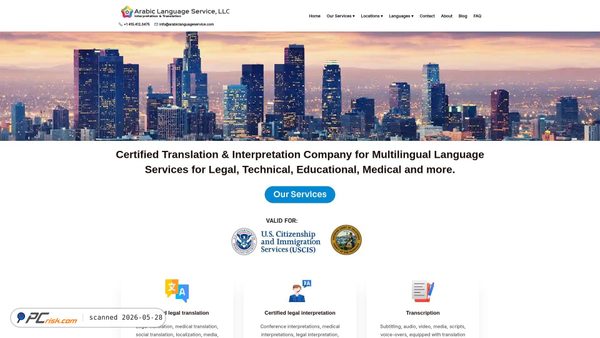 arabiclanguageservice.com screenshot
