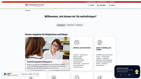 arbeitsagentur.de screenshot