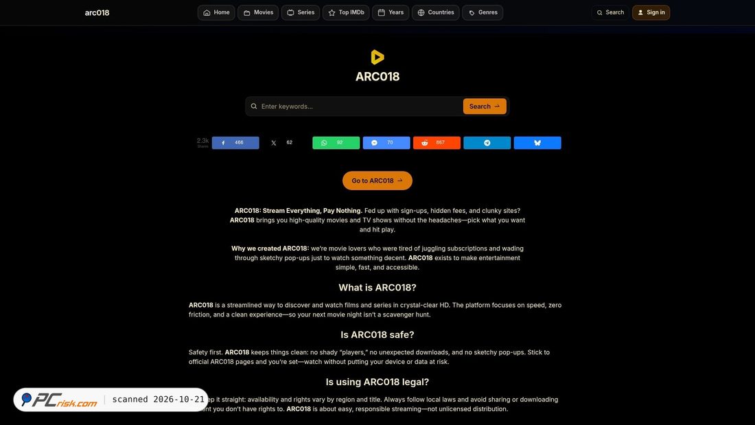 Screenshot di arc018.stream