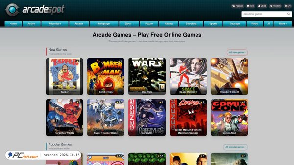 Zrzut ekranu arcadespot.com