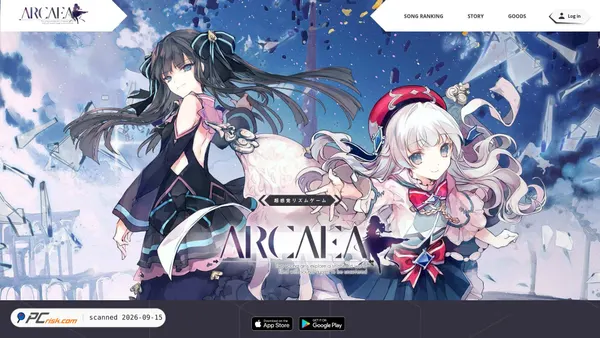Capture d’écran de arcaea.lowiro.com