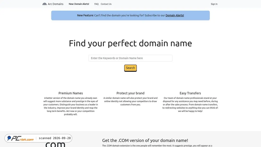 Screenshot of arcdomains.com