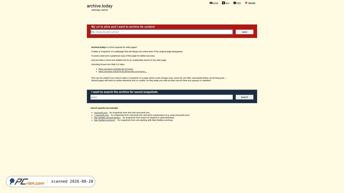 Screenshot of archive.md