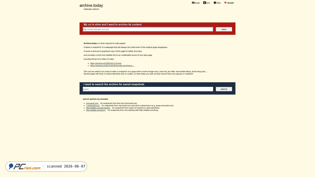 Screenshot of archive.ph