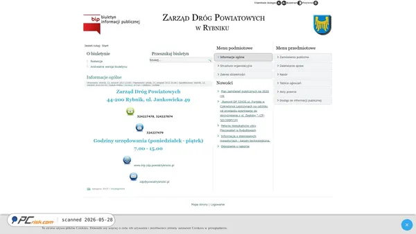 archiwum.bip.zdp.powiatrybnicki.pl screenshot