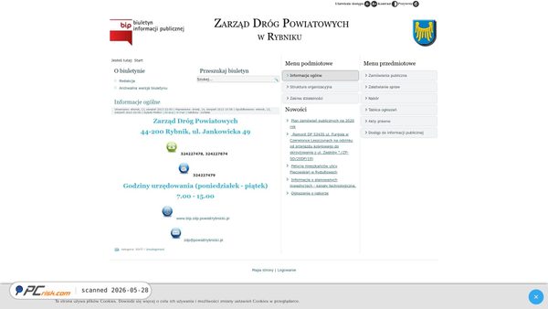archiwum.bip.zdp.powiatrybnicki.pl screenshot