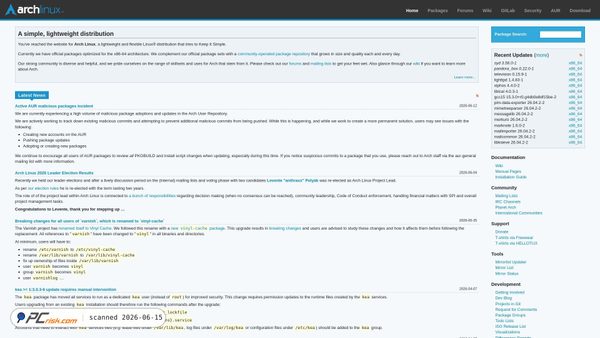 archlinux.org screenshot
