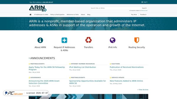 arin.net screenshot