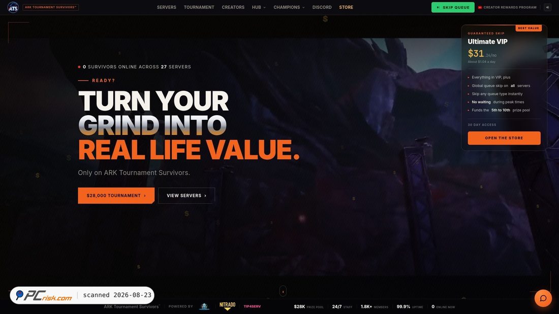 Screenshot of arktournamentsurvivors.com