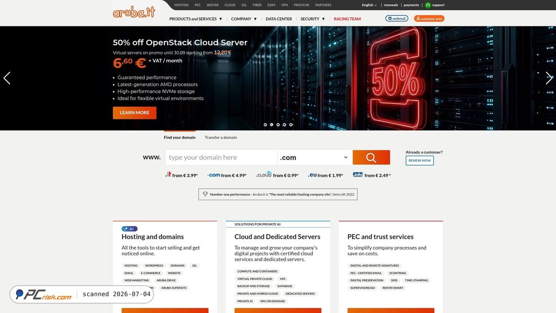 Screenshot of aruba.it