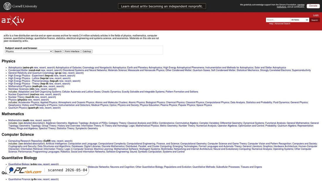 Screenshot of arxiv.org