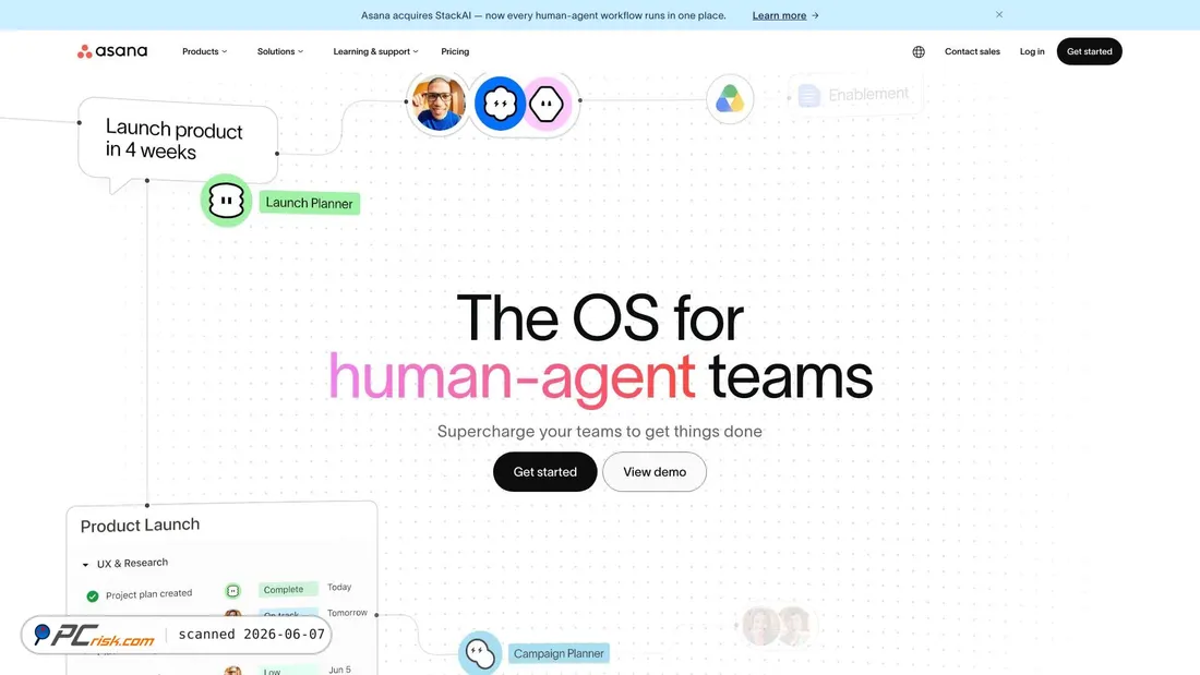 Screenshot von asana.com