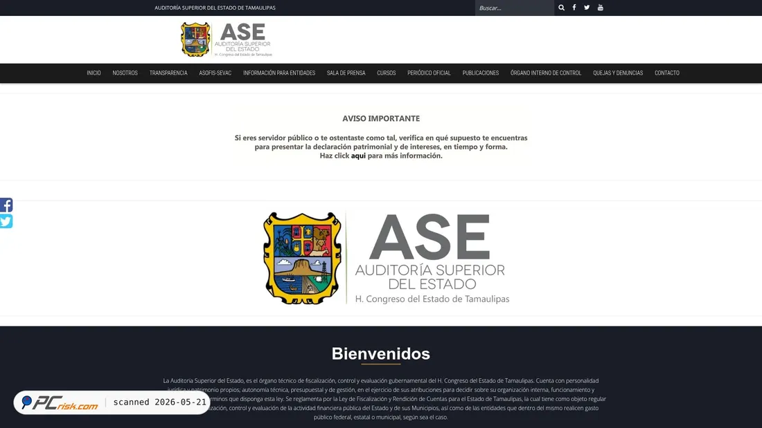 Screenshot of asetamaulipas.gob.mx