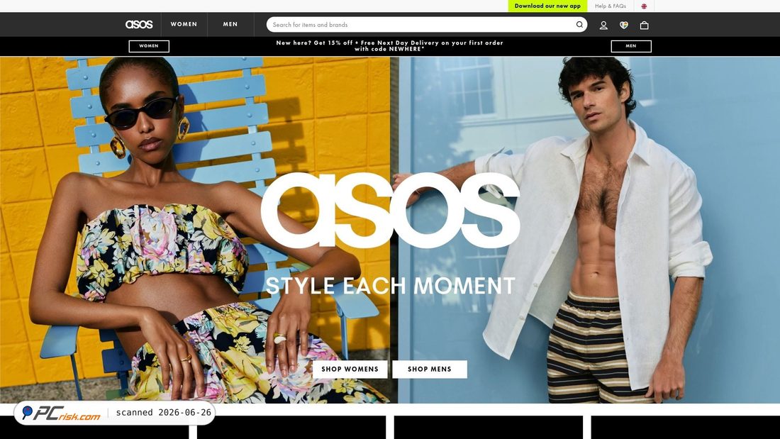 Screenshot of asos.com