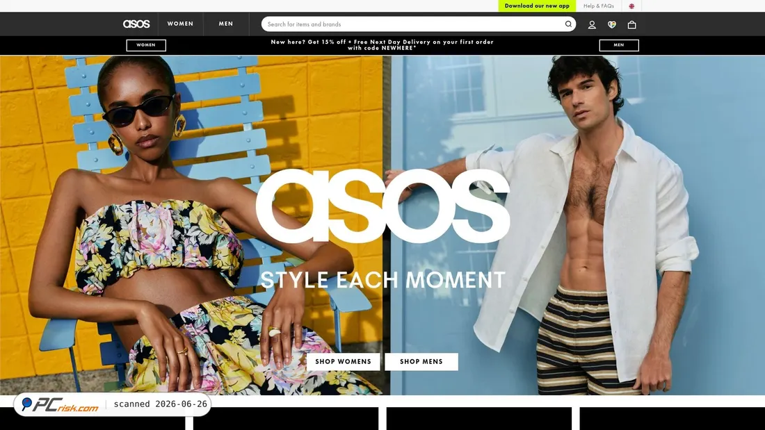 Screenshot di asos.com