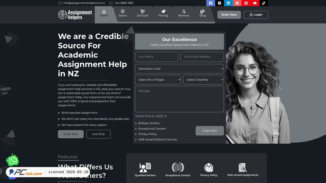 Screenshot di assignmenthelpers.co.nz