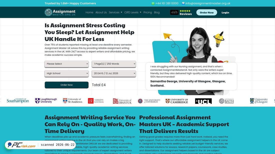 Screenshot di assignmentmaster.org.uk