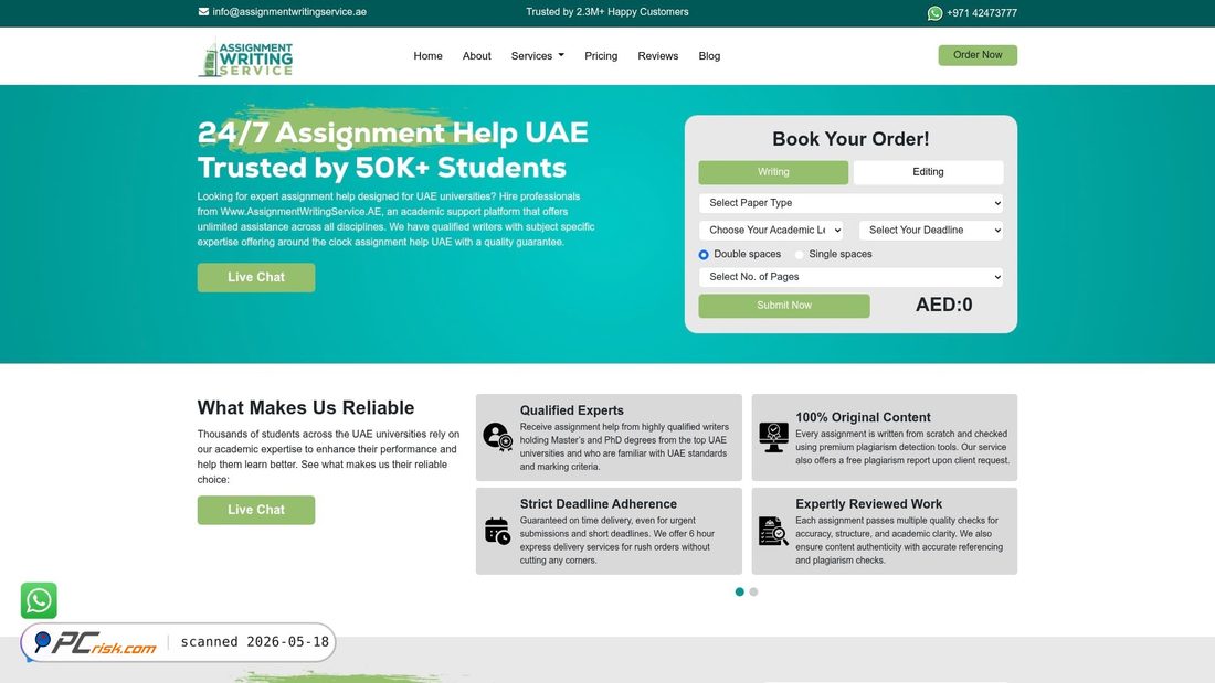 Screenshot of assignmentwritingservice.ae