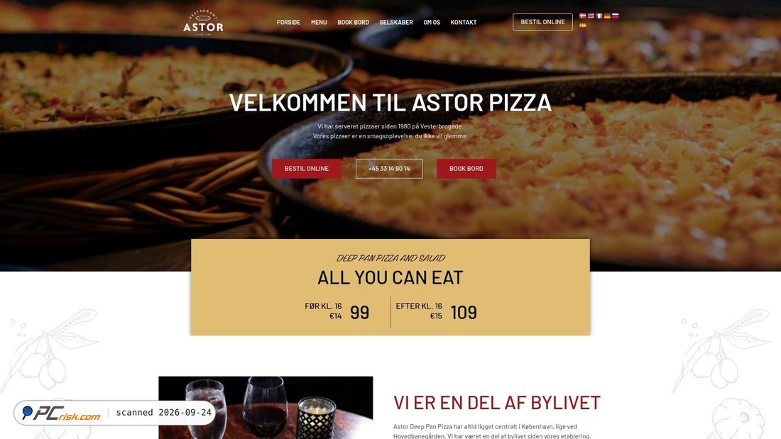 Captura de ecrã de astorpizza.dk