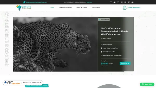 Captura de astuteafricasafaris.com