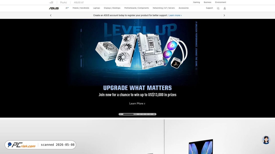 Screenshot di asus.com