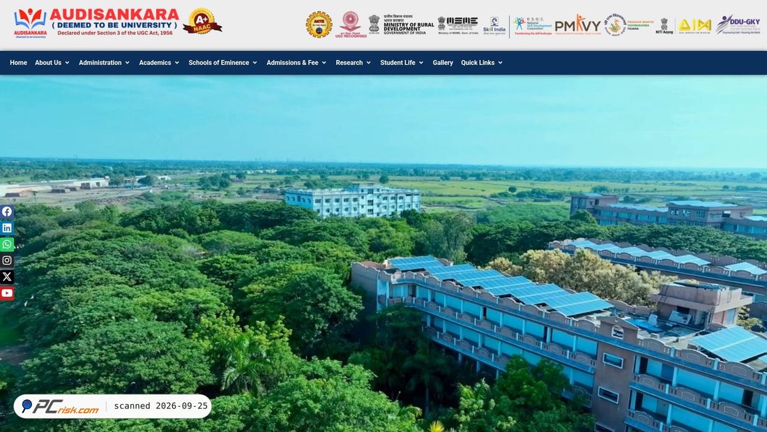 Captura de ecrã de audisankarauniversity.edu.in