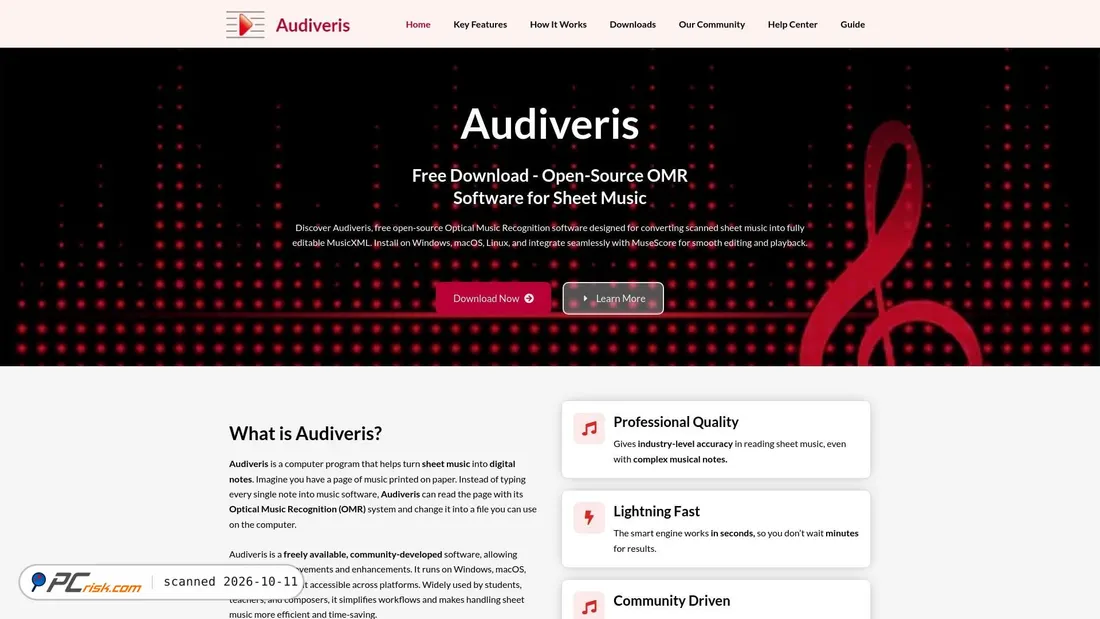 Captura de ecrã de audiveris.com