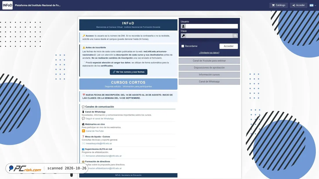 Captura de pantalla de aulastic.infd.edu.ar