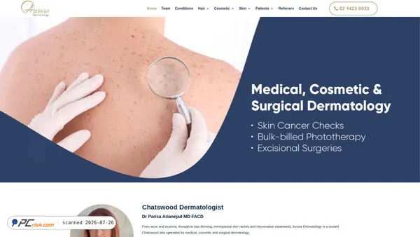 auroradermatology.com.au screenshot