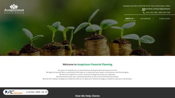 Captura de ecrã de auspiciousfinancial.com