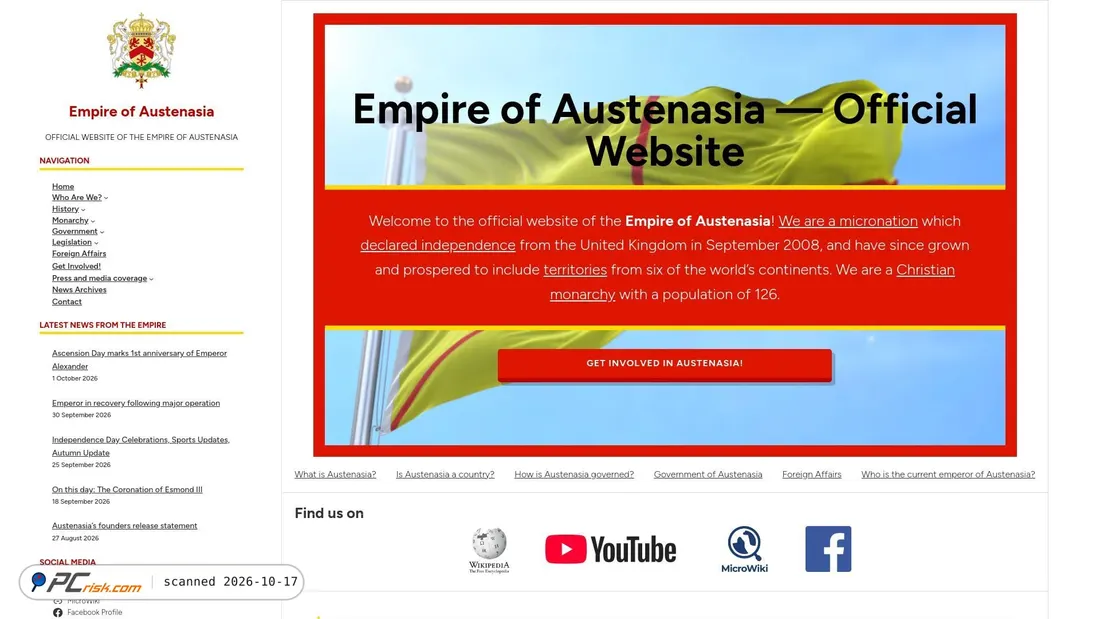 Captura de ecrã de austenasia.org