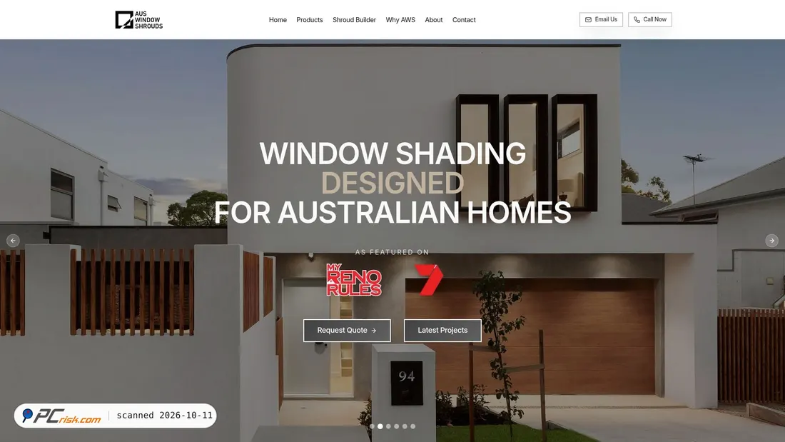 Captura de ecrã de auswindowshrouds.com.au
